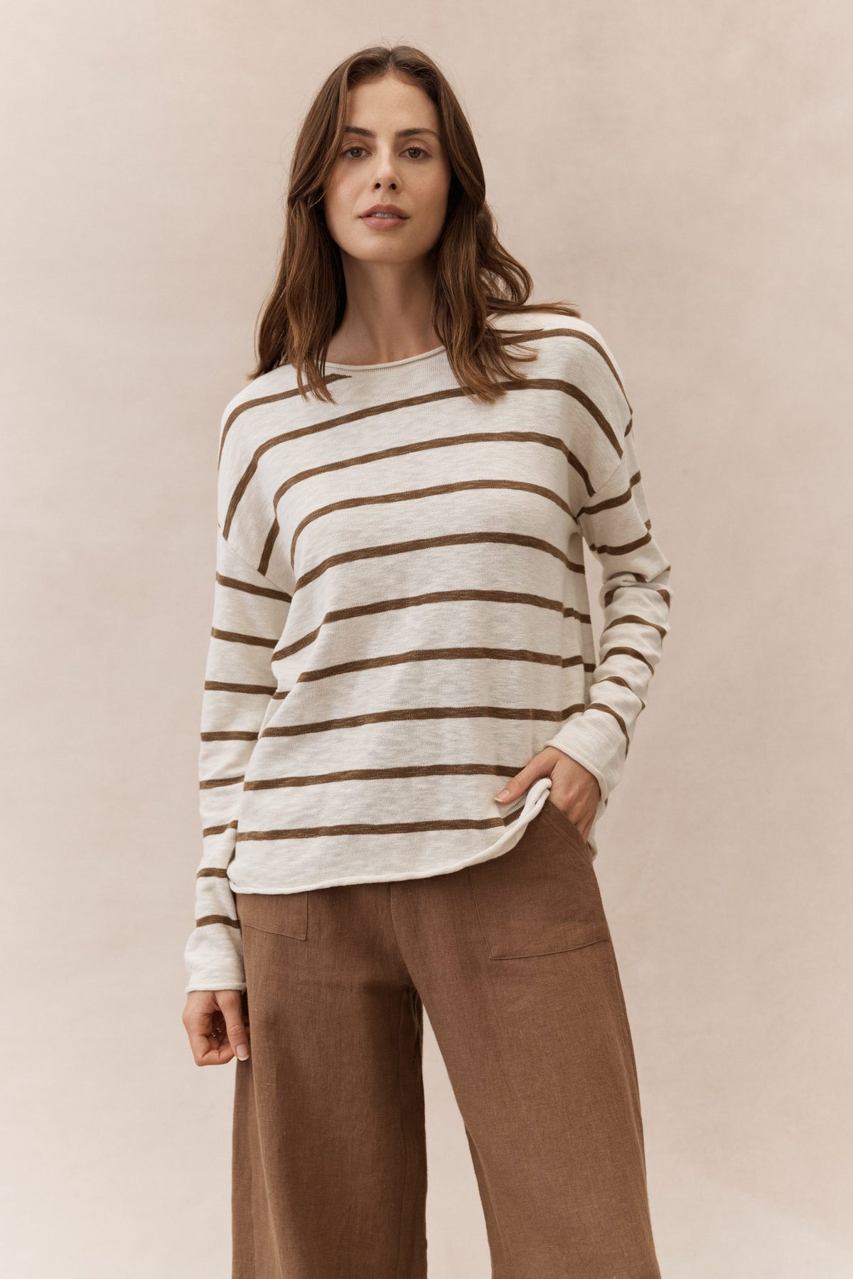 Minnie top - mocha stripe