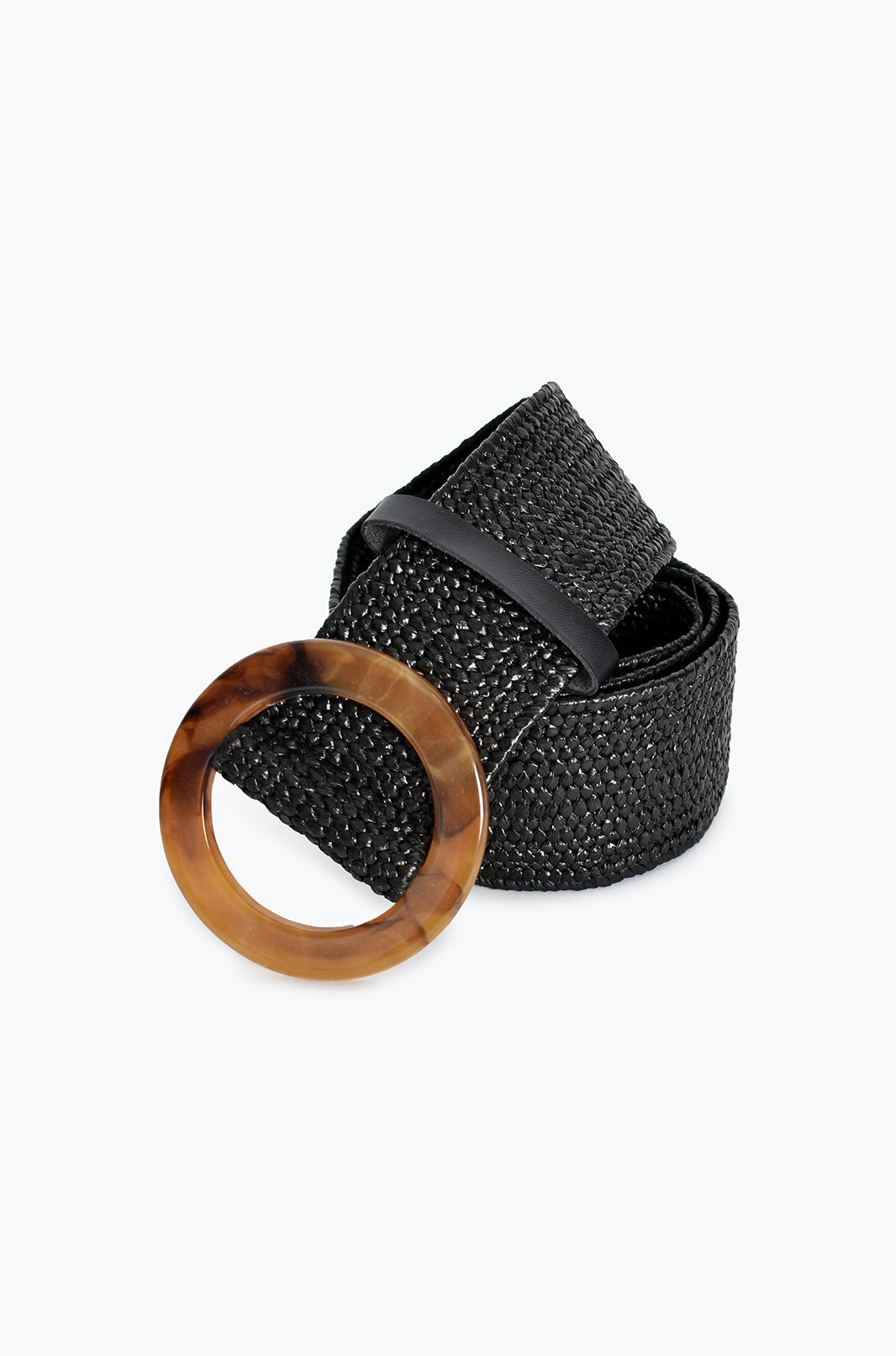 Woven stretch belt - black and tan