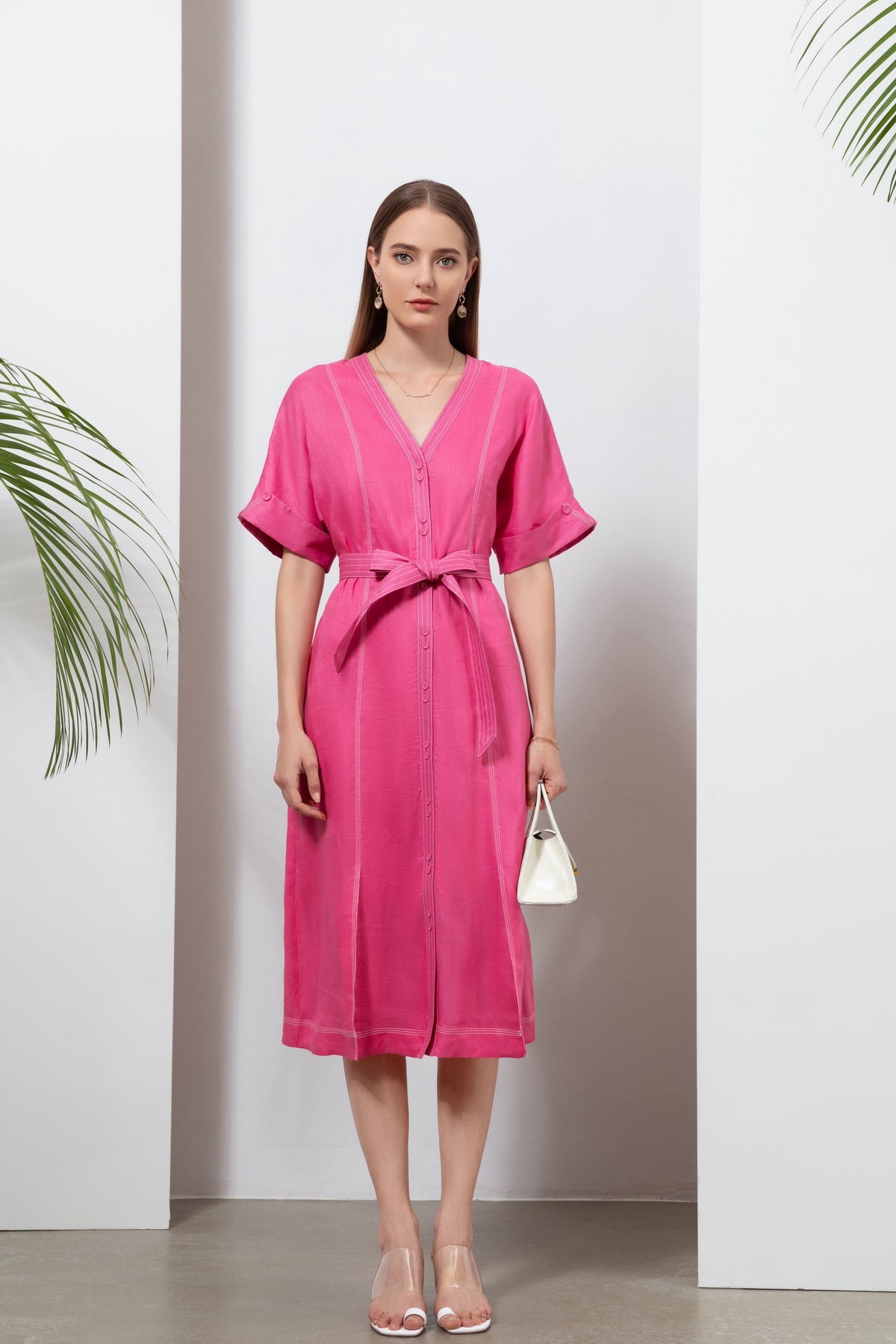 Marceline linen dress - pink