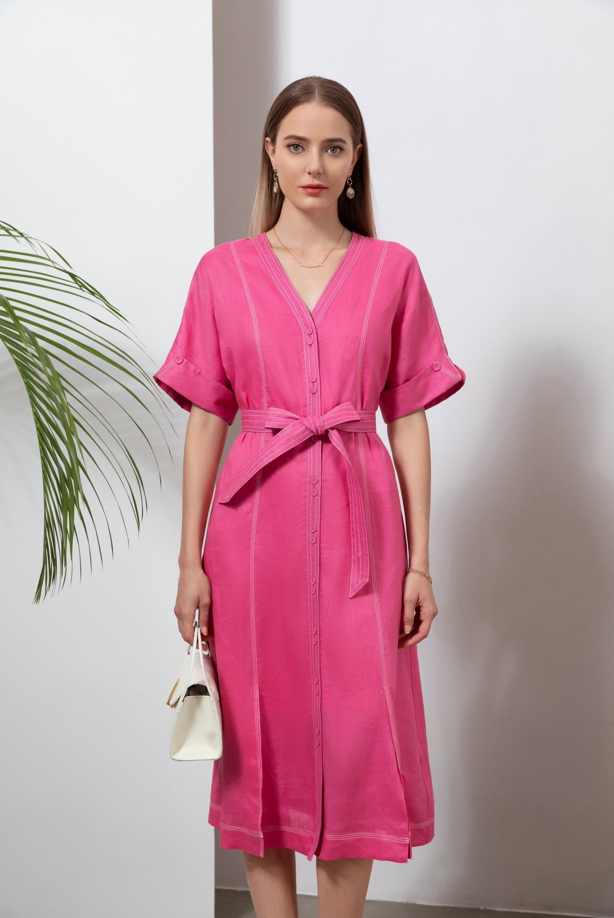 Marceline linen dress - pink