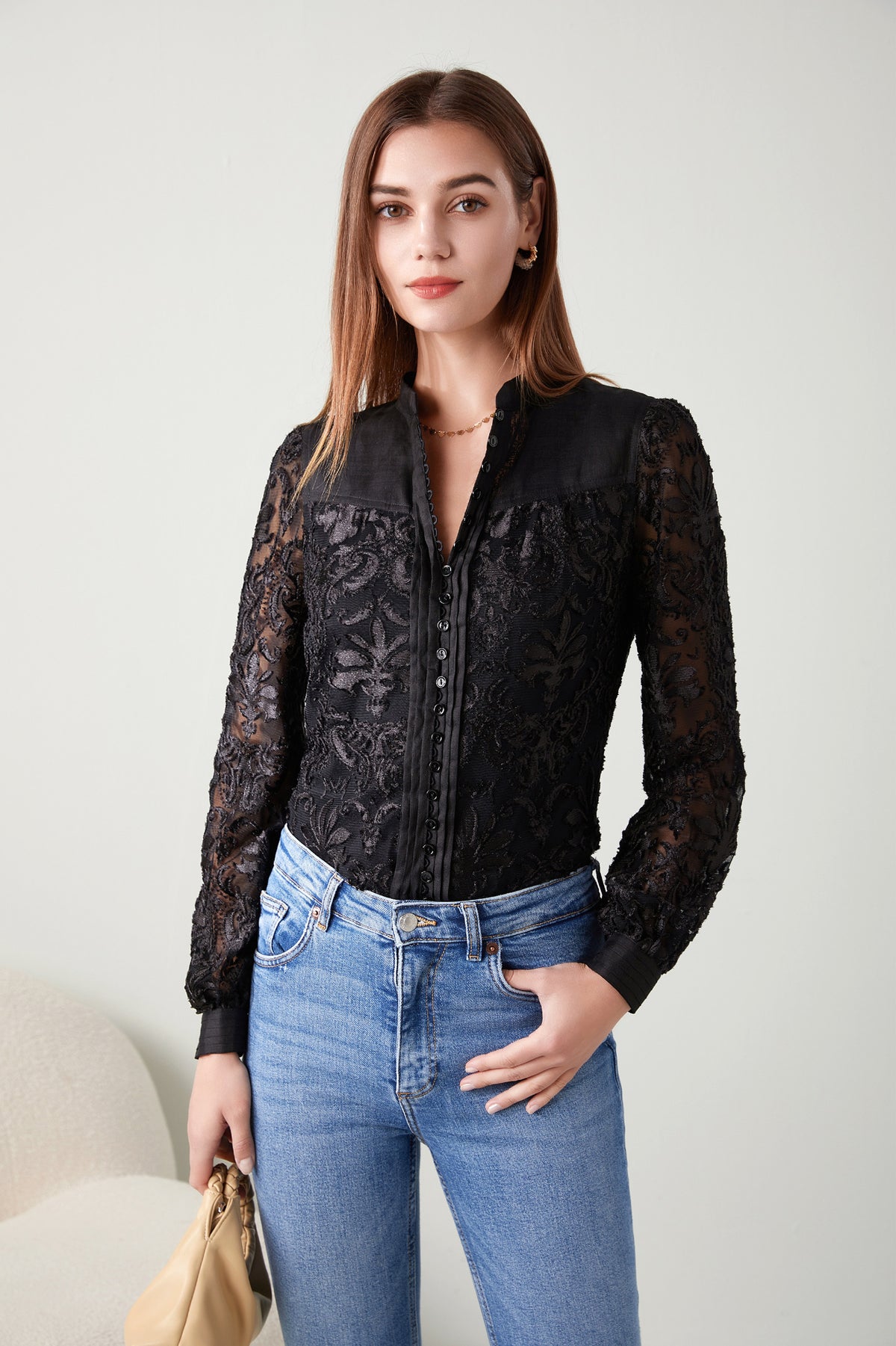 Verena lace blouse - black