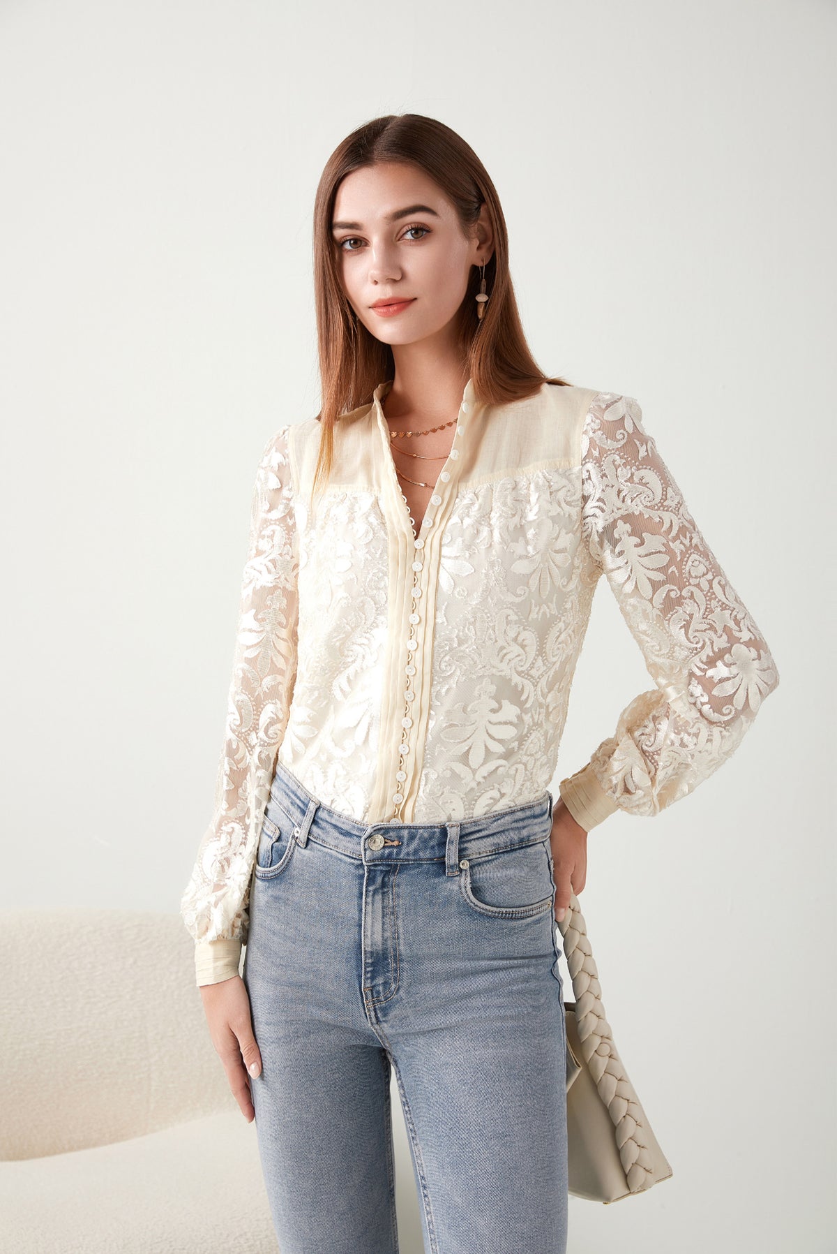 Verena lace blouse - champagne